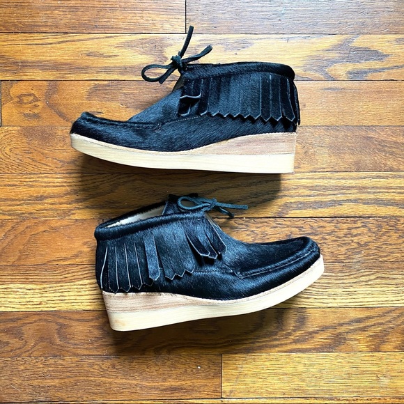 10 Crosby Derek Lam Shoes - Derek Lam 10 Crosby Eden black calf hair wedge wallaby ankle boots size 7.5